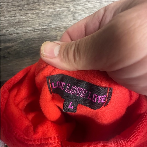Love Love Love Bold Red Women's Cropped Hoodie - Picture 6 of 6